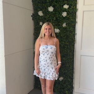 Altar'd State White and Blue Floral Mini Dress